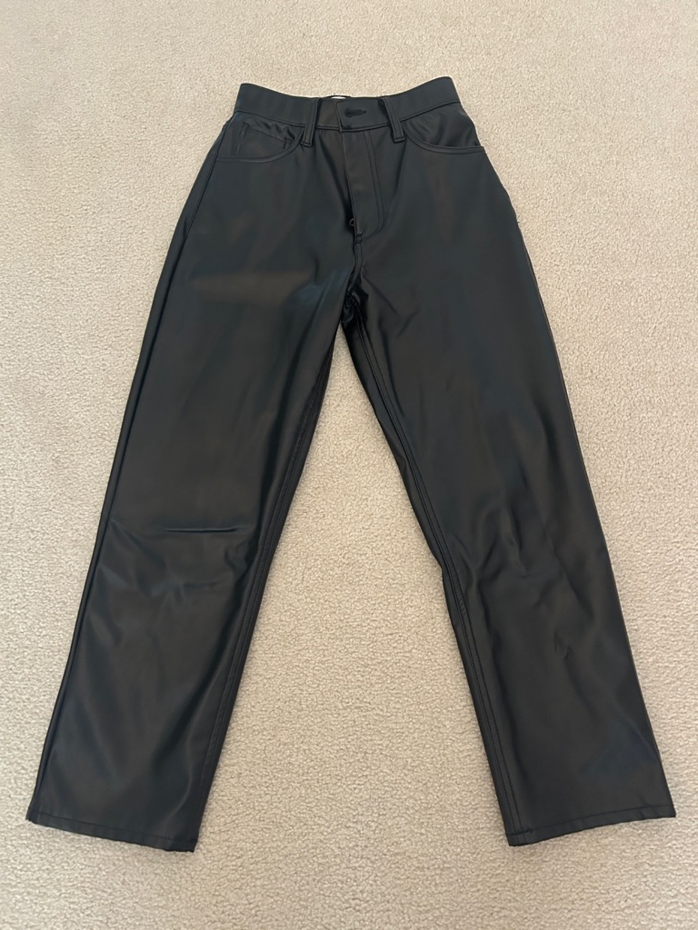Abercrombie & Fitch vegan Leather ankle Straight-Leg Pants